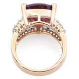 Estate 18K Yellow Gold 6.10 Ct Rubellite & 1.17 TCW Diamond Band Ring Size 8