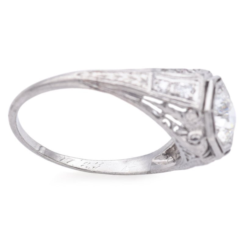 Antique Art Deco Platinum 0.85 TCW Diamond Ring Size 7.5