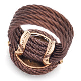 Philippe Charriol 18K Yellow Gold & Steel 0.40 TCW Diamond Cable Ring Size 6