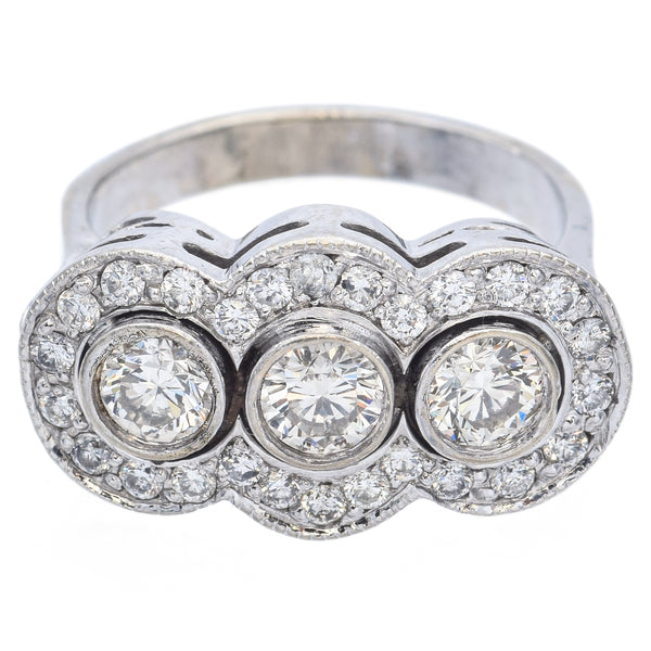 Vintage 14K White Gold 1.71 TCW Diamond Band Ring Size 6.25