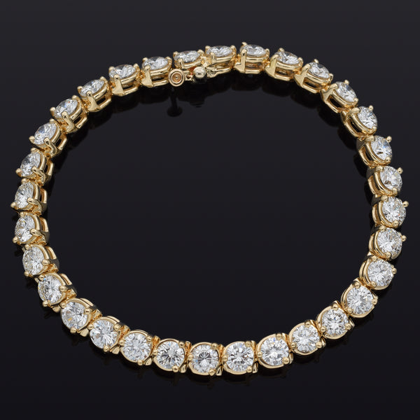 Vintage 14K Yellow Gold 10.56 TCW Diamond Round Tennis Bracelet 5.5 mm