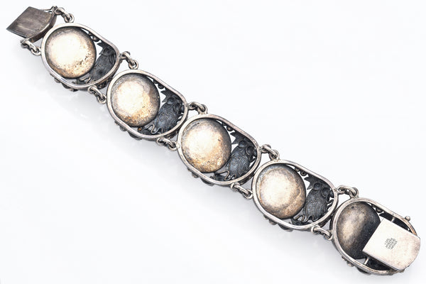 Nefrom Denmark Vintage Sterling Silver Baltic Amber Fish Link Bracelet 27 mm