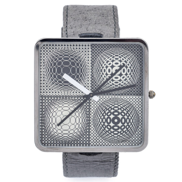 Vasarely for Bulova Four Squares/Four Spheres Quartz Artist's Men's Watch 40 mm