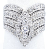 Vintage 14K White Gold 1.30 TCW Diamond Cocktail Ring Size 8.5