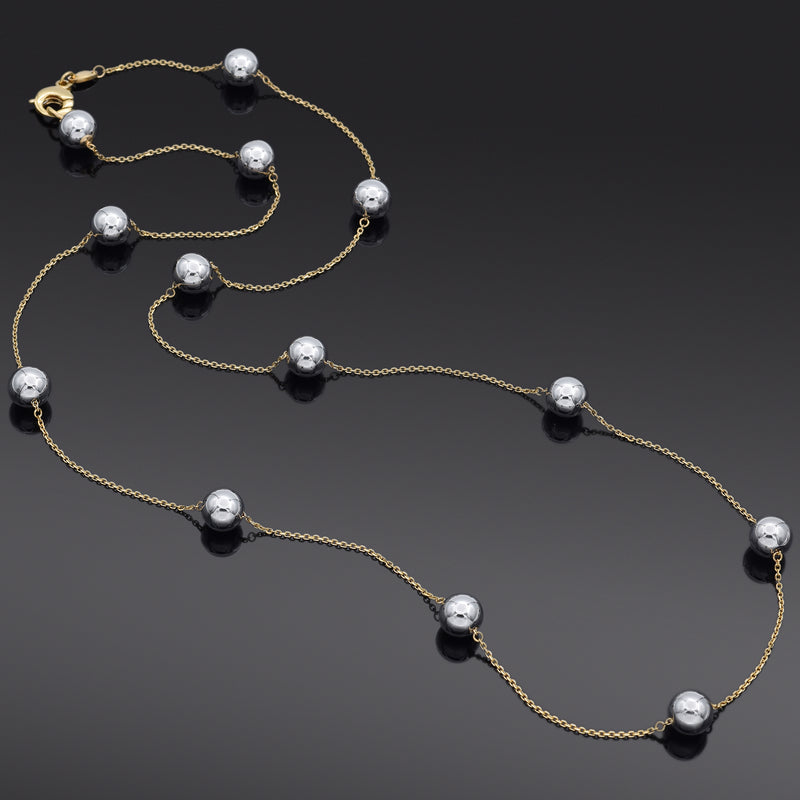 Roberto Coin 18K Yellow Gold 9.8 mm Bead Station Necklace 32 Inches