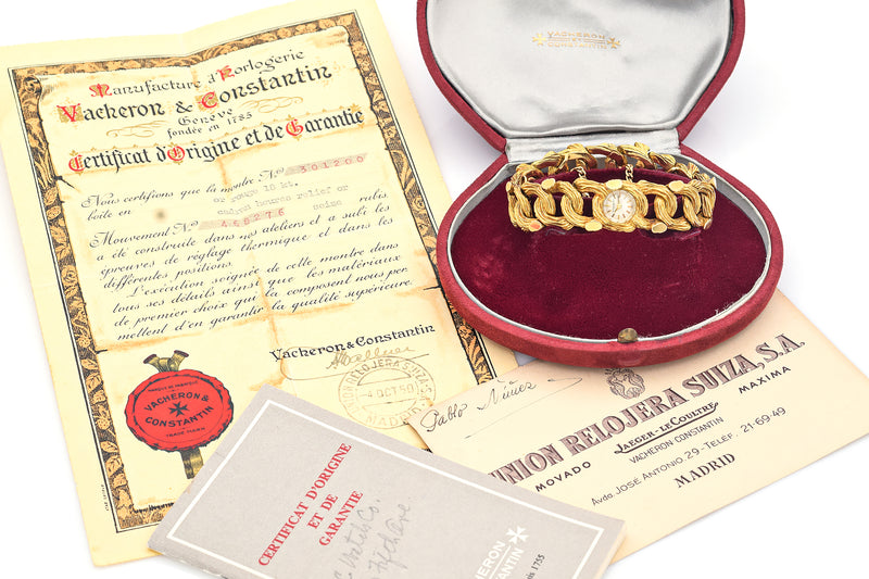 Vacheron Constantin Geneve 18K Yellow Gold Hand Wind Women's Watch + Box Papers