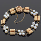 Vintage 14K Yellow Gold Pearl Beaded Strand Bracelet 6.75 Inches