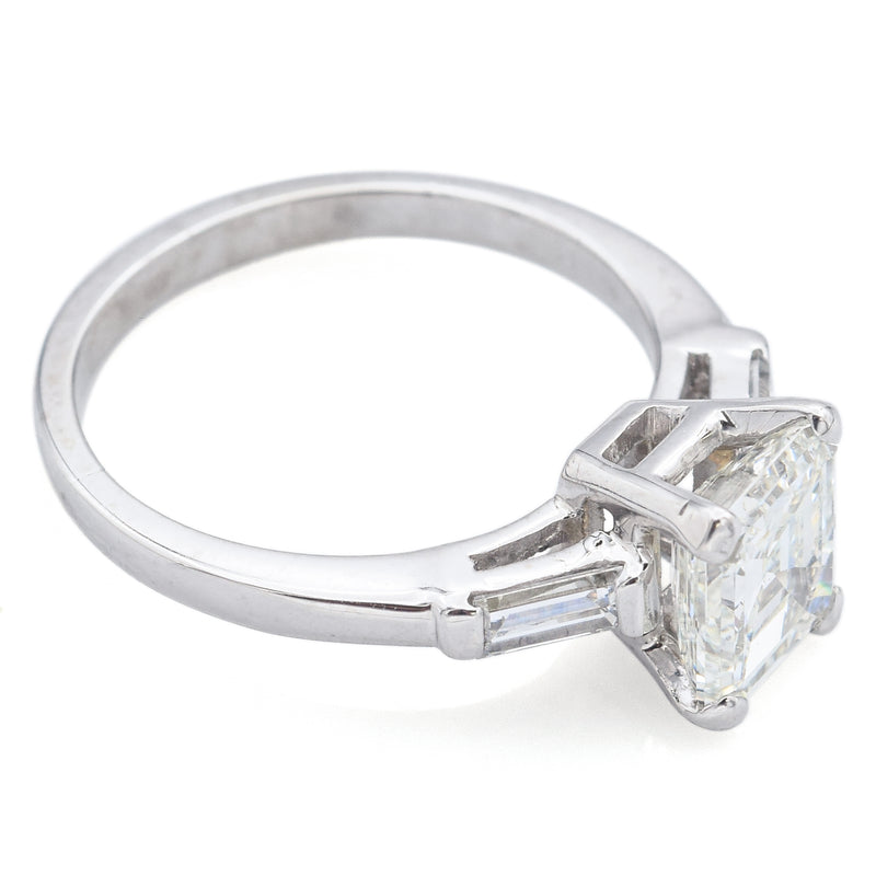 GIA Certified 1.22Ct Emerald Cut I VS Center Diamond Platinum Ring 1.51TCW