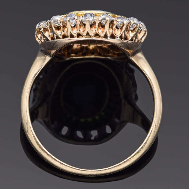 Antique 14K Yellow Gold Opal, Tsavorite Garnet & 0.82 TCW Diamond Ring Size 6.25