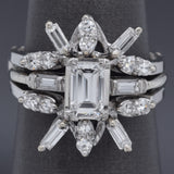 Estate 1.12 TCW Diamond 18K Gold Ring & 14K Gold Enhancer Guard Set