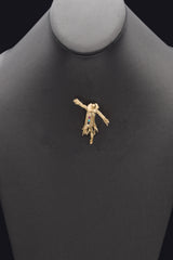 Vintage 14K Yellow Gold Ruby Sapphire Turquoise Scare Crow Pin Brooch 8.7 Grams