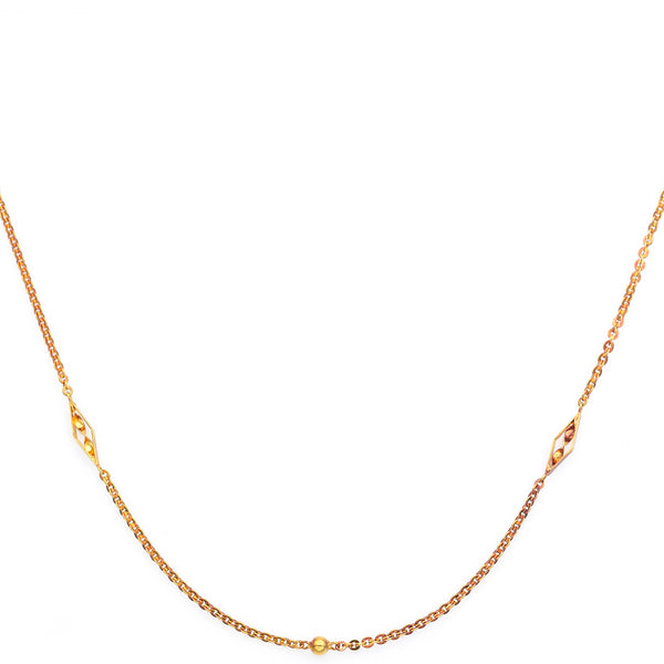 Vintage 22K Yellow Gold Bead Station Chain Necklace 19 Inches