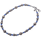 Estate Southwestern Sterling Silver Lapis Navajo Pearl Beaded Strand Necklace