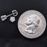 Vintage 14K White Gold 0.50 TCW Diamond Round Screw-Back Stud Earrings 4 mm