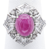 Vintage Asian Silver & Gold Alloy Ruby & 0.73TCW Diamond Cocktail Ring Size 6.75
