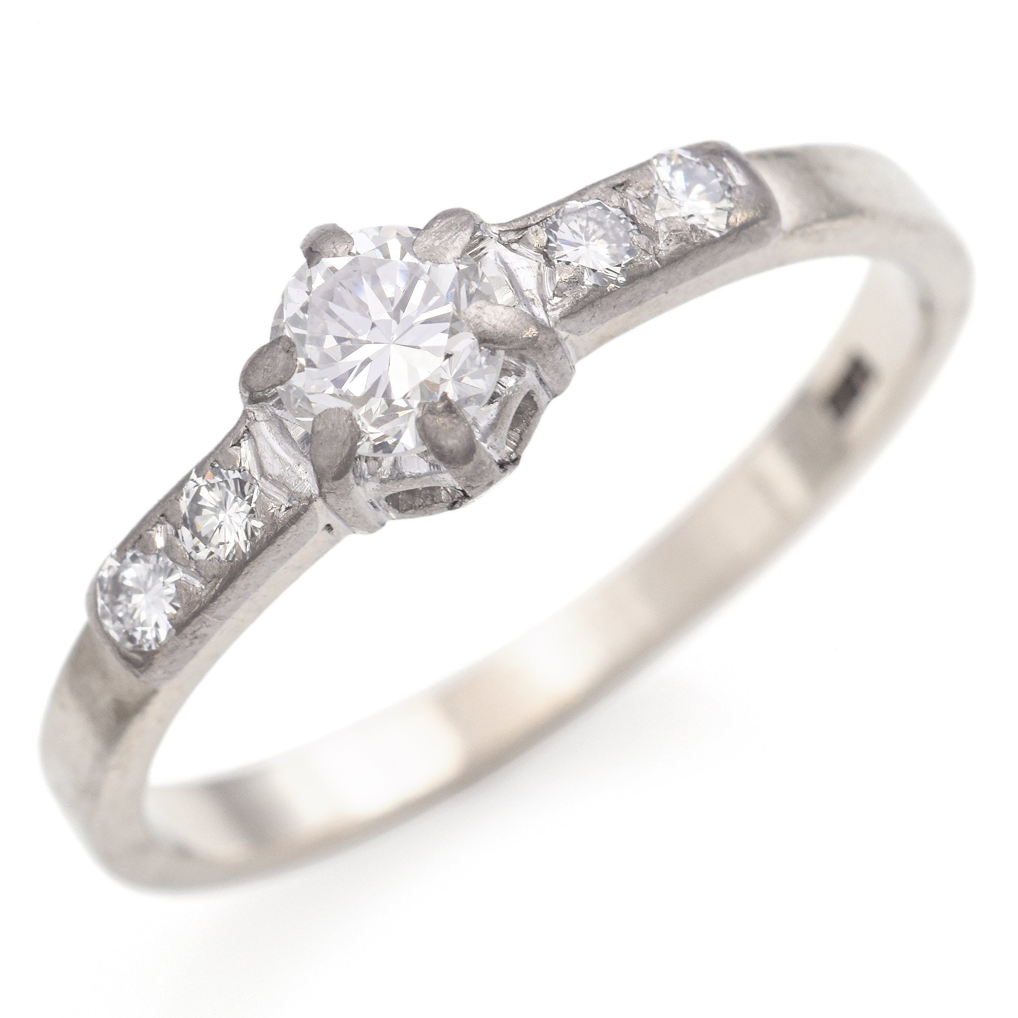 Vintage 14K White Gold 0.48 TCW Diamond Engagement Ring