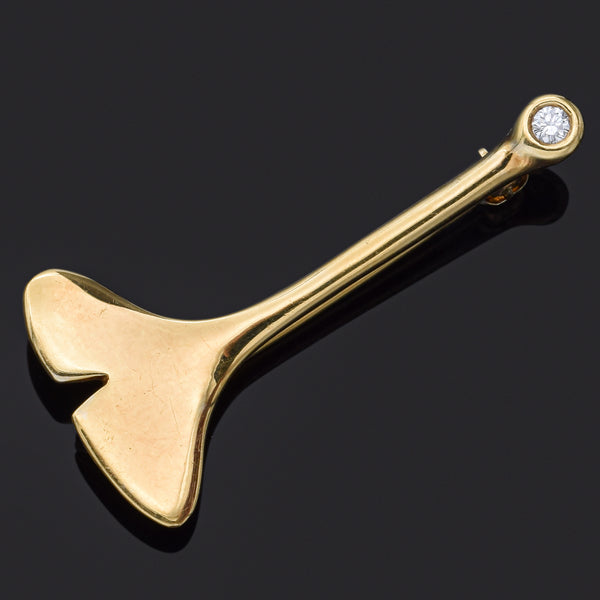Tiffany & Co. 18K Yellow Gold Diamond Gingko Leaf Brooch Pin