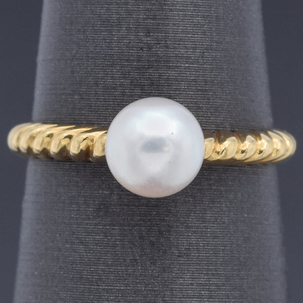 Tiffany & Co. 18K Yellow Gold Pearl Band Ring Size 6.25