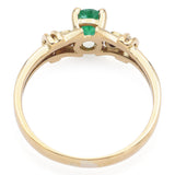Vintage 18K Yellow Gold Emerald & Diamond Band Ring Size 5.75