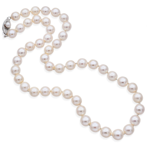 Vintage 14K White Gold Pearl Beaded Strand Necklace 16 Inches