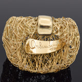 Orlando Orlandini 18K Yellow Gold Diamond Mesh Ring + Box Size 6