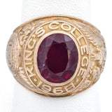 Vintage Elliott 10K Yellow Gold Lab Ruby King's College 1968 Class Ring Size9.75