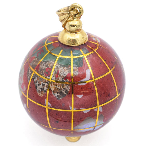 Vintage 14K Yellow Gold Multi-Stone Globe World Charm Pendant