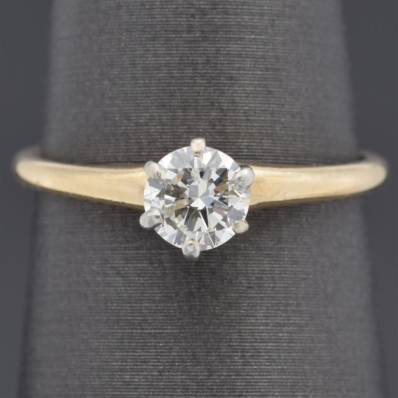 Vintage 14K Yellow Gold 0.54 Carat Round Diamond Solitaire Band Ring Size 6.75