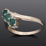 Vintage 14K Yellow Gold Emerald & Diamond Band Ring Size 8.25