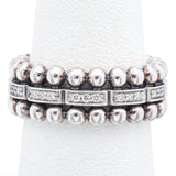 LAGOS Caviar Beaded Sterling Silver Diamond Band Ring Size 7