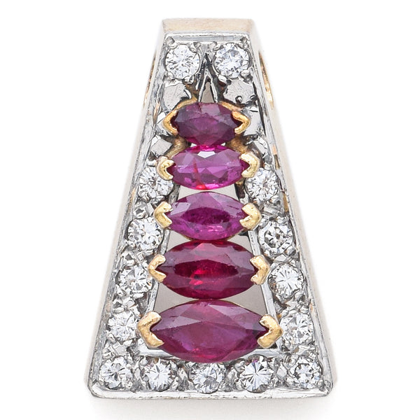 Vintage Ruby & 0.45 TCW Diamond 14K Yellow Gold & Platinum Slider Pendant
