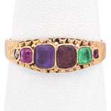 Antique Victorian 15K Yellow Gold Multi-Stone Regard Acrostic Band Ring Size 5.5