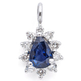 Vintage 14K White Gold Sapphire & 0.25 TCW Diamond Pear Pendant 16.5 x 9.5 mm