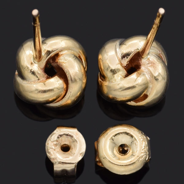 Vintage 14K Yellow Gold Love Knot Round Stud Earrings