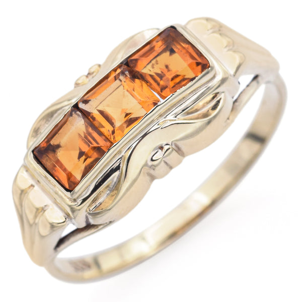 Vintage 8K Yellow Gold Square Citrine Band Ring Size 8.5