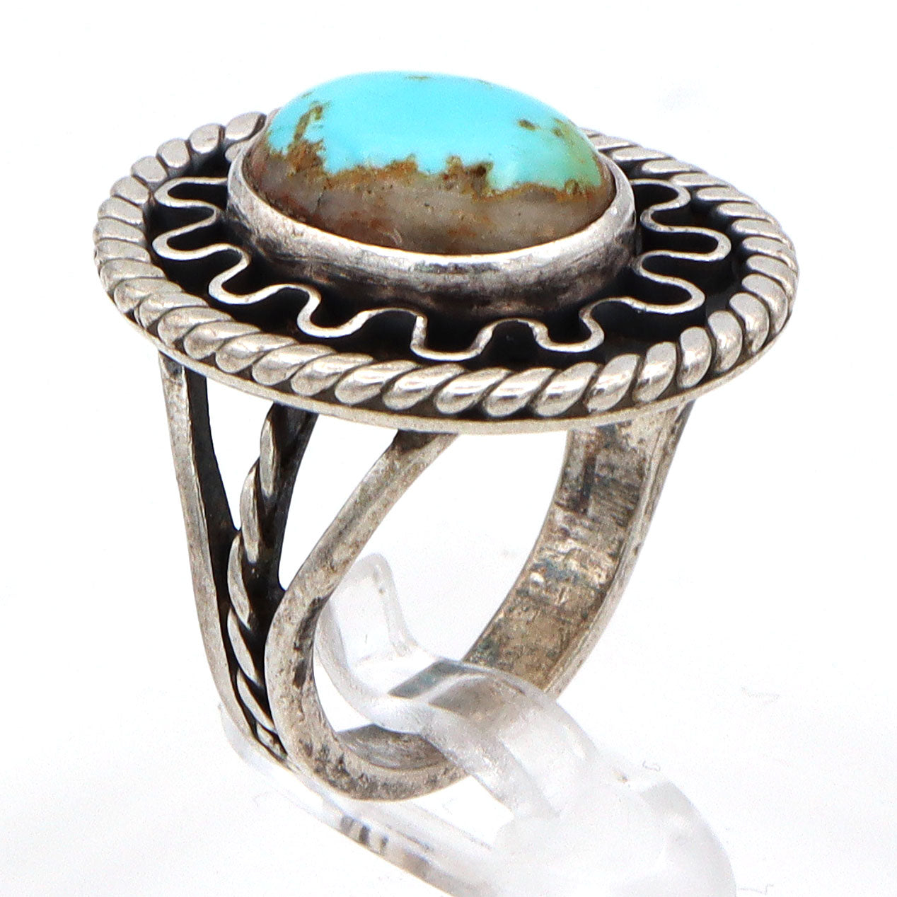Vintage Native American Navajo Sterling Silver Turquoise Ring Size 5.25