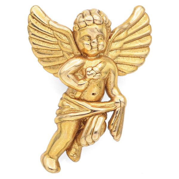 Vintage 14K Yellow Gold Angel Cherub Cupid Charm Pendant