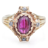 Vintage 14K Yellow Gold Ruby & Diamond Band Ring Size 6.25