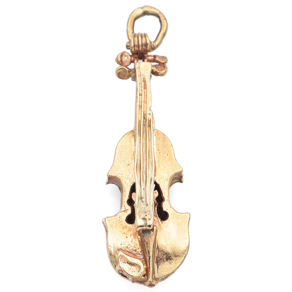 Vintage 14K Yellow Gold Violin Charm Pendant