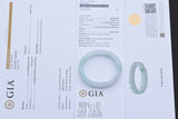 GIA Translucent Variegated Light Gray & Green Carved Jadeite Jade Bangle Bracelet