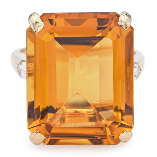 Cartier 22.58 Ct Citrine & 0.57 TCW Diamond 14K Yellow Gold Cocktail Ring