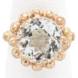 Vintage 18K Yellow Gold 5.61 Ct Aquamarine Round Cocktail Ring Size 5.5