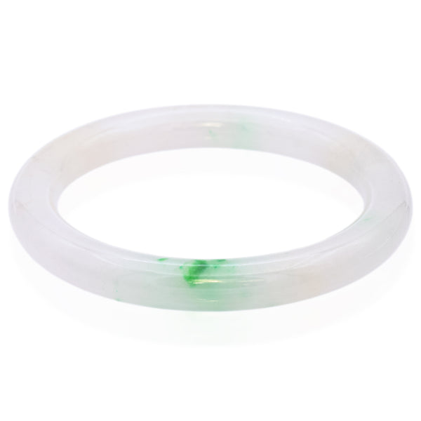 GIA Variegated White and Green Grade A Fei Cui Jadeite Jade Bangle Bracelet