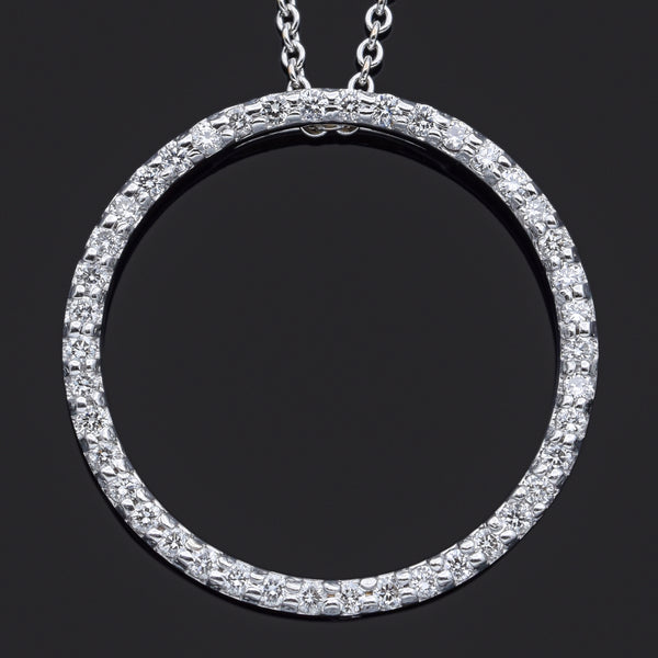 Roberto Coin 18K White Gold 0.84TCW Diamond & Ruby Open Circle Pendant Slider Necklace
