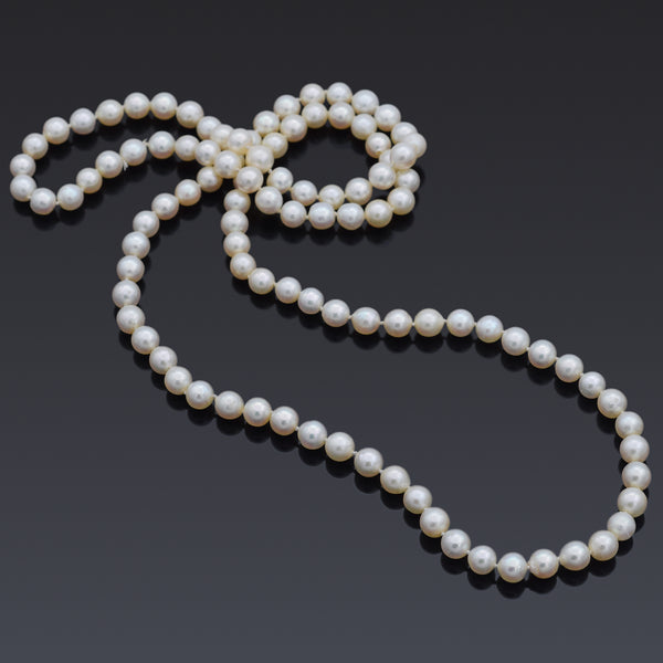 Vintage 6.5-7mm Sea Pearl Beaded Strand Necklace 30.5 Inches