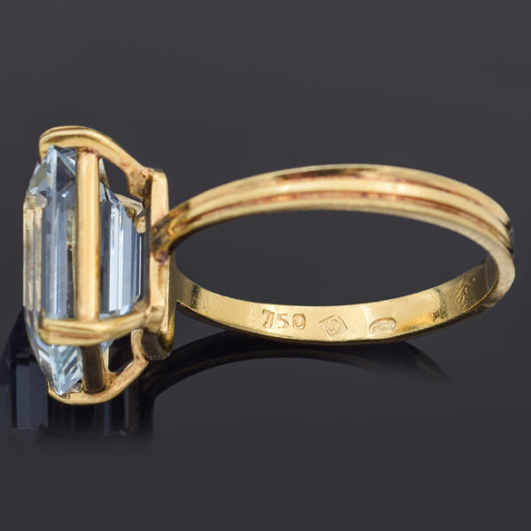 H.STERN 18K Yellow Gold 4.00 Ct Aquamarine Cocktail Ring Size 6.5