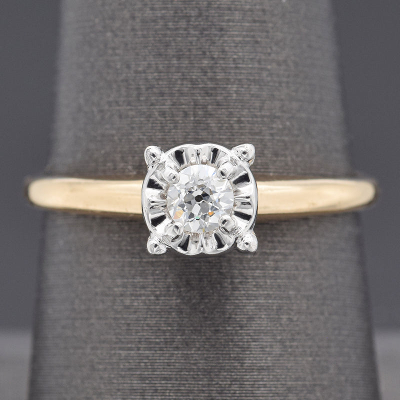 Vintage 14K Yellow Gold 0.19 Carat Round Diamond Solitaire Band Ring Size 8