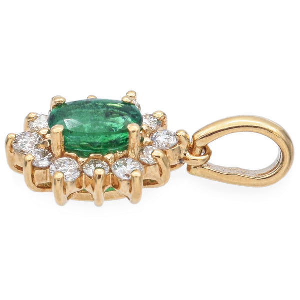 Estate 18K Yellow Gold 0.43 ct Emerald & Diamond Pendant