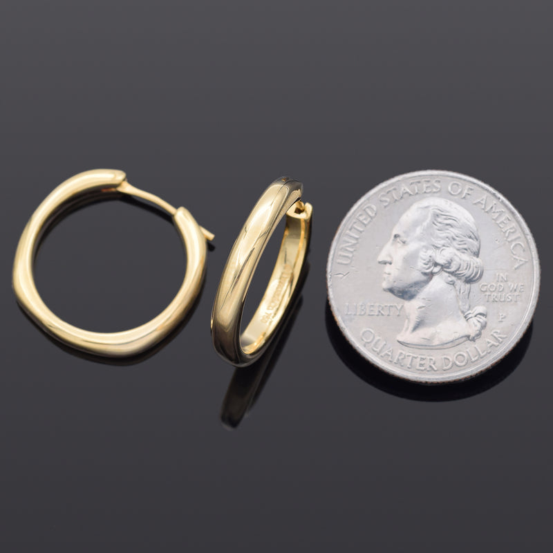 Tiffany & Co. 18K Yellow Gold 21.5 x 3.0 mm Square Cushion Hoop Earrings + Pouch