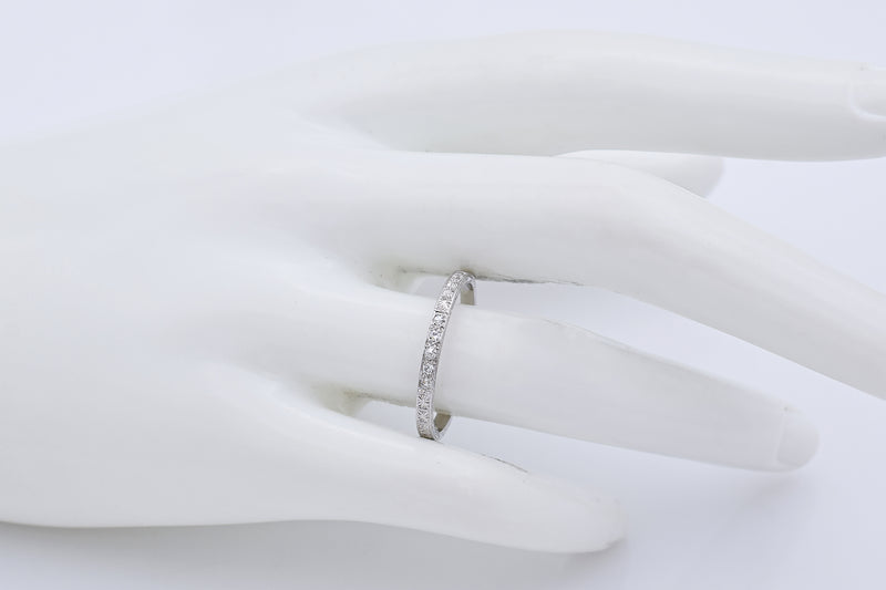 Antique Art Deco 18K White Gold Diamond Semi-Eternity Band Ring Size 9.5